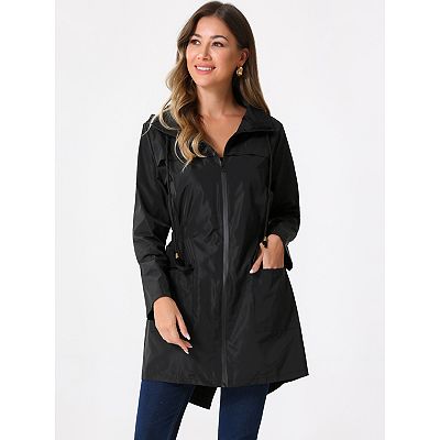 Windbreaker Trench Coat for Women's Lightweight Hooded Raincoat