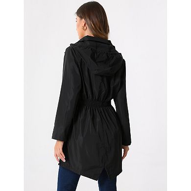 Windbreaker Trench Coat for Women's Lightweight Hooded Raincoat Waterproof Jacket