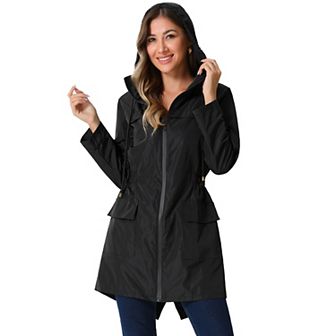 Windbreaker Trench Coat for Women's Lightweight Hooded Raincoat Waterproof Jacket
