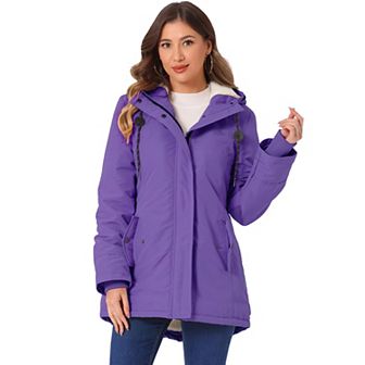 Women's Parka Coat Tie Waist Pockets Faux Fur Hooded Jackets
