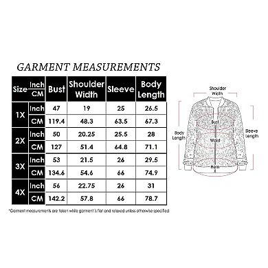 Women's Sequin Jacket Plus Size Sparkly Zip Bomber Coat