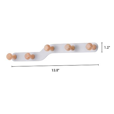 1 Pack Coat Rack Wall Mount, Metal Wood Coat Hook for Hanging with 5 Hooks, Hat Rack, Wall Hooks