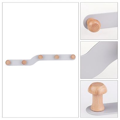 1 Pack Coat Rack Wall Mount, Metal Wood Coat Hook for Hanging with 5 Hooks, Hat Rack, Wall Hooks