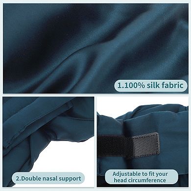 Sleep Eye Mask, Nature Silk Soft Large Wrap-Around Blindfold, 3D Eye Covers, Adjustable Blackout