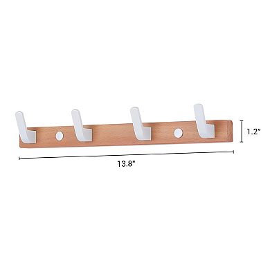 1 Pack Coat Rack Wall Mount, Coat Hook Hat Rack, Wall Hooks for Hanging with 4 Hooks