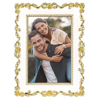 1 pc Picture Frame, Photo Frame with Glass Front, Plated Photo Frame Tabletop Display 7x10in