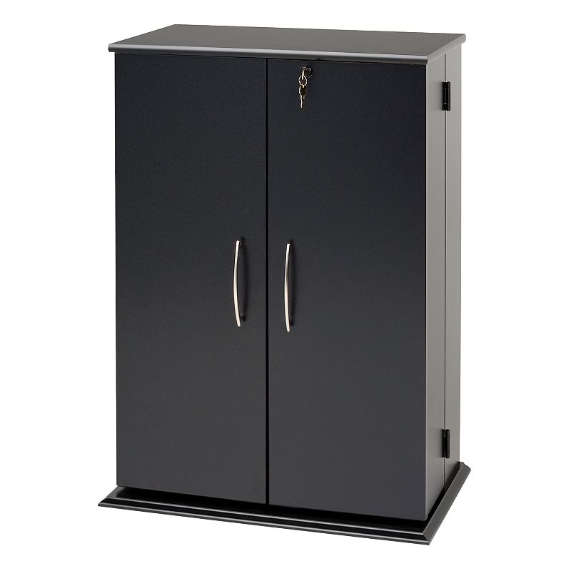 Prepac Small Locking Multimedia Storage Cabinet, Black, Furniture