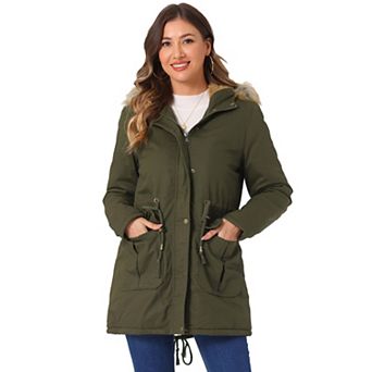 Women's Winter Parka Jacket Warm Windproof Long Puffer Coat with Faux Fur Hood