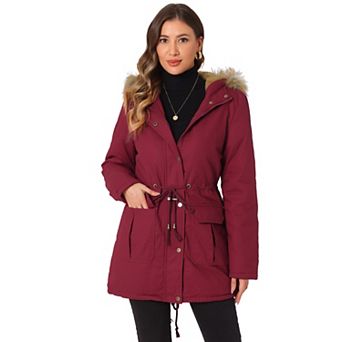 Women's Winter Parka Jacket Warm Windproof Long Puffer Coat with Faux Fur Hood