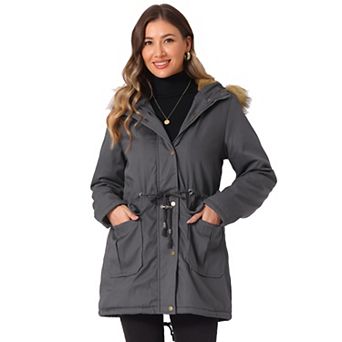 Women's Winter Parka Jacket Warm Windproof Long Puffer Coat with Faux Fur Hood