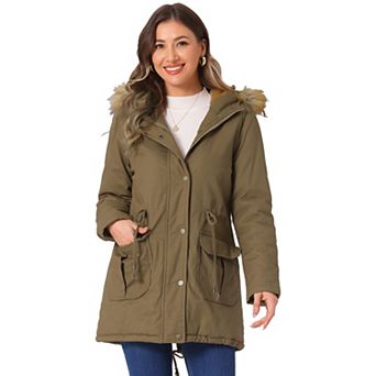 Women's Winter Parka Jacket Warm Windproof Long Puffer Coat with Faux Fur Hood