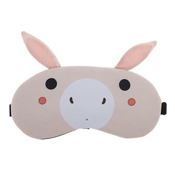 Soft Cartoon Rabbits Sleep Mask Beige Eye Shade Cover for Light Meditation 1 pc