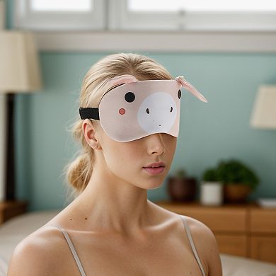 Soft Cartoon Rabbits Sleep Mask Beige Eye Shade Cover for Light Meditation 1 Pc