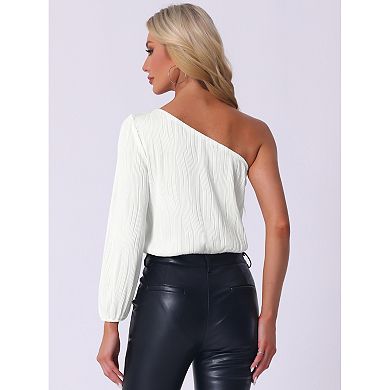 One Shoulder Bodysuit for Women's Long Sleeve Casual Ribbed Body Suits