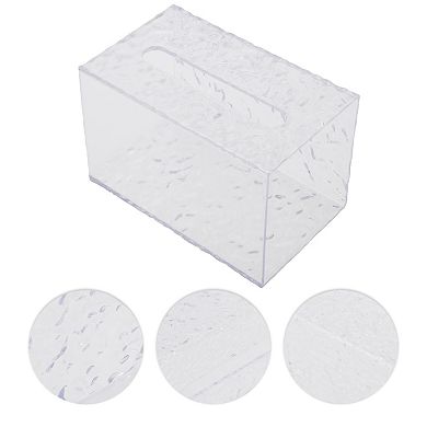1 Pc Medium Rectangular Glacier Pattern Tissue Box Cover for Bedroom Table Clear