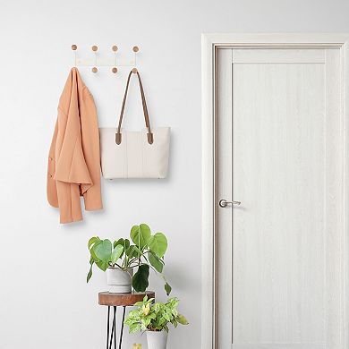 1 Pcs Coat Rack Wall Mount, Metal Wood Coat Hook, Hat Rack, Wall Hooks for Hanging with 8 Hooks