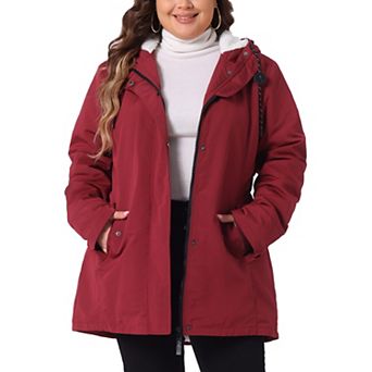 Plus Size Coat for Women Faux Fur Leather Button Down Long Sleeve Hoodie Jacket with Pockets