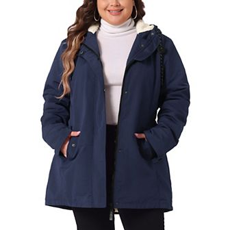 Plus Size Coat for Women Faux Fur Leather Button Down Long Sleeve Hoodie Jacket with Pockets