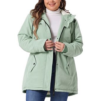 Plus Size Coat for Women Faux Fur Leather Button Down Long Sleeve Hoodie Jacket with Pockets
