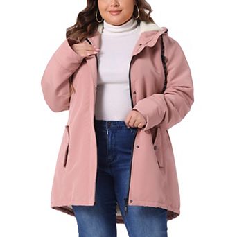 Plus Size Coat for Women Faux Fur Leather Button Down Long Sleeve Hoodie Jacket with Pockets