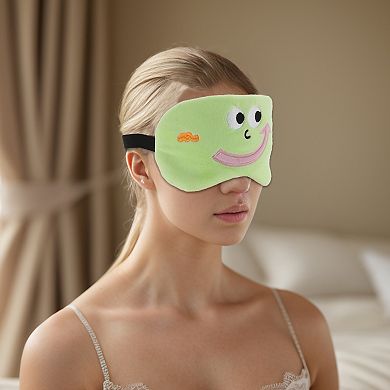 Soft Cartoon Smiling Sleep Mask Green Eye Shade Cover for Travel for Rest 1 Pc
