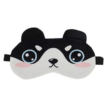 Soft Cartoon Round Eyes Sleep Mask Black White Eye Shade Cover for Travel 1 pc