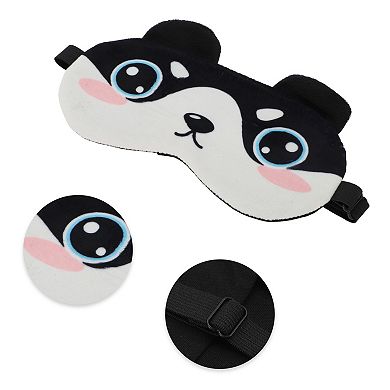 Soft Cartoon Round Eyes Sleep Mask Black White Eye Shade Cover for Travel 1 Pc