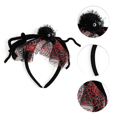 Novelty Spider Web Pattern Headband 4.72" Diameter Black Red 1 Pc