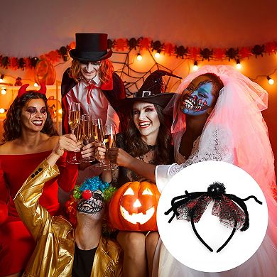 Novelty Spider Web Pattern Headband 4.72" Diameter Black Red 1 Pc