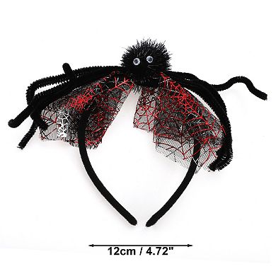 Novelty Spider Web Pattern Headband 4.72" Diameter Black Red 1 Pc