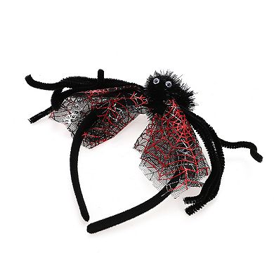 Novelty Spider Web Pattern Headband 4.72" Diameter Black Red 1 Pc