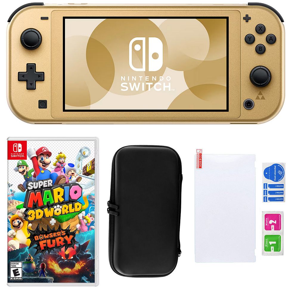 Nintendo Switch Lite Hyrule Console with Mario 3D World + Bowser's