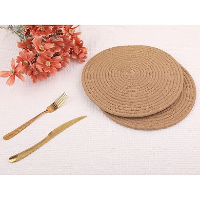 Farmhouse Placemats Set of 4 Cotton Rope Round Placemats for Dining Table Decor Kitchen Table Mat