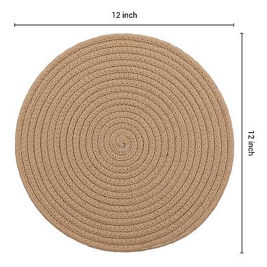 Farmhouse Placemats Set of 4 Cotton Rope Round Placemats for Dining Table Decor Kitchen Table Mat