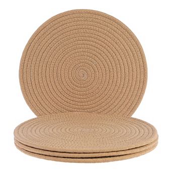 Farmhouse Placemats Set of 4 Cotton Rope Round Placemats for Dining Table Decor Kitchen Table Mat