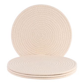 Farmhouse Placemats Set of 4 Cotton Rope Round Placemats for Dining Table Decor Kitchen Table Mat