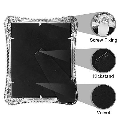 1 Pcs Plated Picture Frame with Crystal for Wedding Shiny with Clear Glass Photo Frames