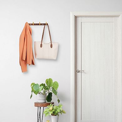 1 Pcs Coat Rack Wall Mount, Metal Wood Coat Hook for Hanging with 4 Hooks, Wall Hooks