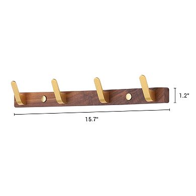 1 Pcs Coat Rack Wall Mount, Metal Wood Coat Hook for Hanging with 4 Hooks, Wall Hooks