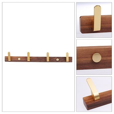 1 Pcs Coat Rack Wall Mount, Metal Wood Coat Hook for Hanging with 4 Hooks, Wall Hooks