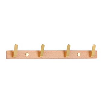 1 pc Coat Rack Wall Mount, Metal Wood Coat Hook for Hanging with 4 Hooks, Wall Hooks
