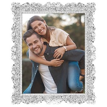 1 pc Modern Plated Picture Frame with Crystal, Shiny Photo Frame with Clear Glass on the Desk Decor