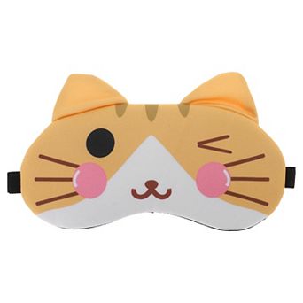 Soft Happy Cat Eyes Sleep Mask Yellow White Eye Shade Cover for Rest for Travel