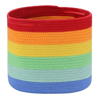 1 Pack Woven Storage Basket with Handle, Shelf Closet Storage Bin for Clothes, Blankets