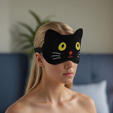 Soft Cartoon Cat Sleep Mask Black Eye Shade Cover for Light Meditation 1 Pc