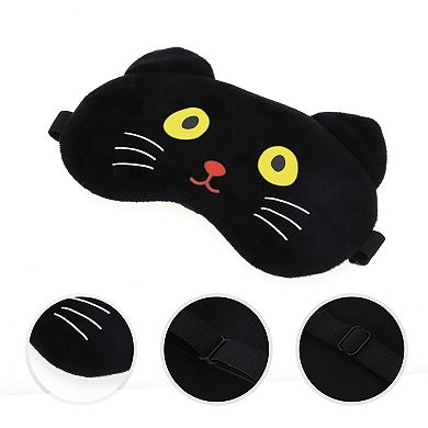 Soft Cartoon Cat Sleep Mask Black Eye Shade Cover for Light Meditation 1 Pc