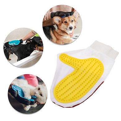 1 Pc Portable Double-Sided Pet Grooming Glove for Bathroom White Red