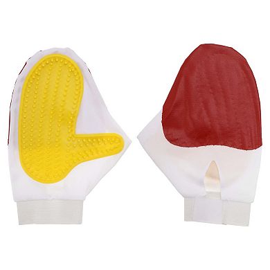 1 Pc Portable Double-Sided Pet Grooming Glove for Bathroom White Red