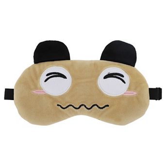 Soft Cartoon Squinting Eyes Sleep Mask Khaki Eye Shade Cover for Travel 1 pc