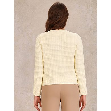 Cardigan Sweaters for Women Button Down Long Sleeve Crew Neck Pockets Knit Cardigan Sweater Blazer